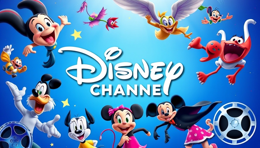 Disney Channel Mitmach-Kino 2025 poster with animated characters and film elements.