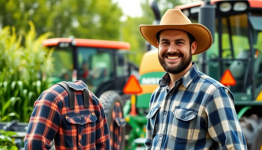 Technologie in der Landwirtschaft: Farmer and high-tech machinery.