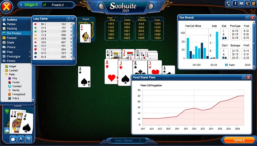 SolSuite 2025 Solitaire game interface with stats and cards displayed.