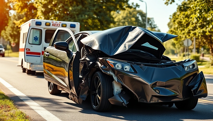 Crash site in Hammoor with damaged car and ambulance.