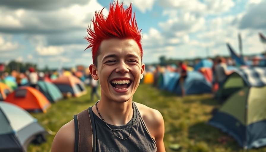 Protestcamp auf Sylt with smiling youth and colorful tents.