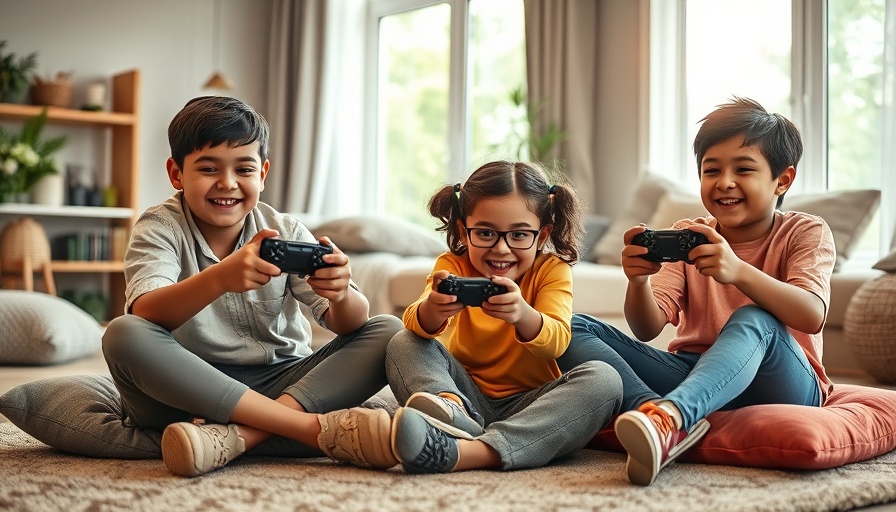 Happy children gaming in a cozy room with Kostenfalle In-App-Kauf focus.
