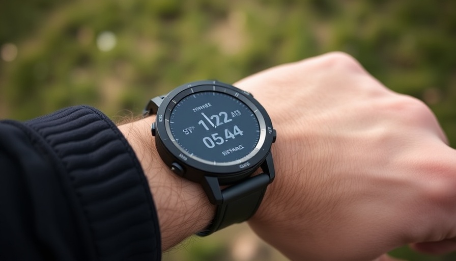 Garmin Fenix 8 Pro displaying metrics on wrist in outdoor setting.