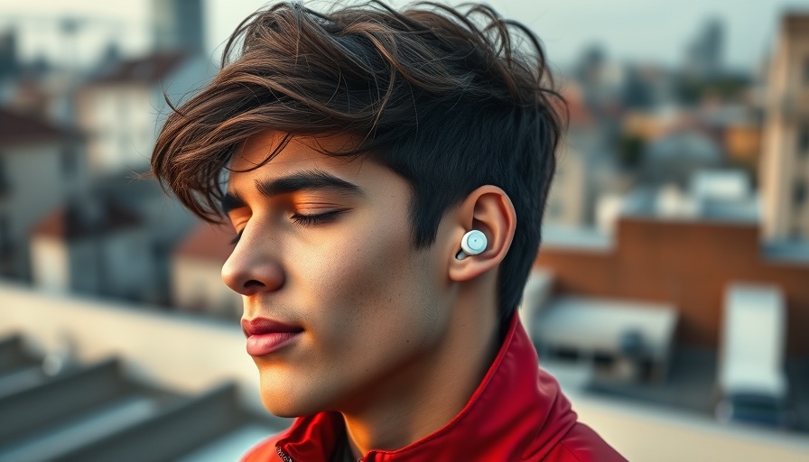 Person enjoying music with Google Pixel Buds 2a on rooftop.