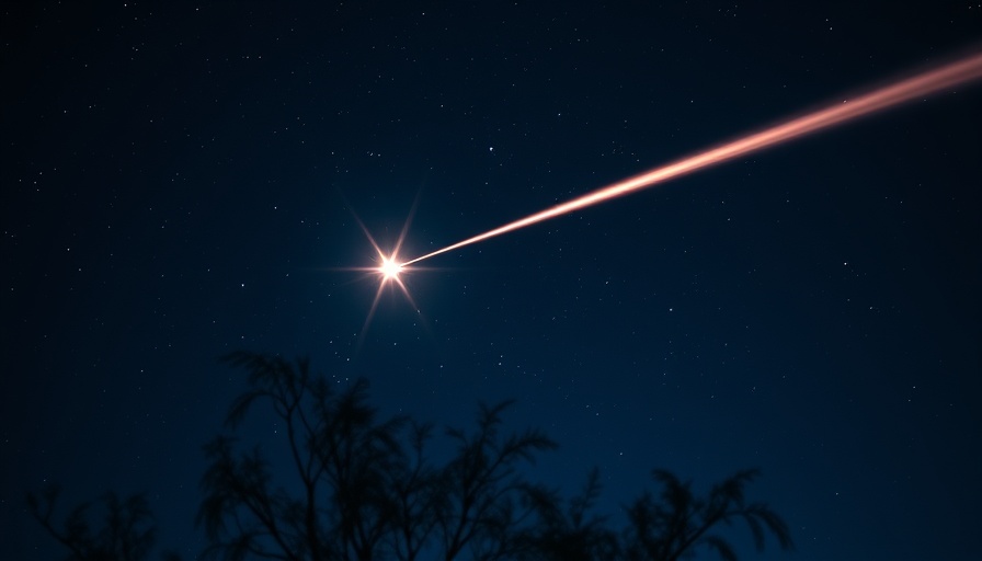 Bright meteor over Japan in a starry night sky.
