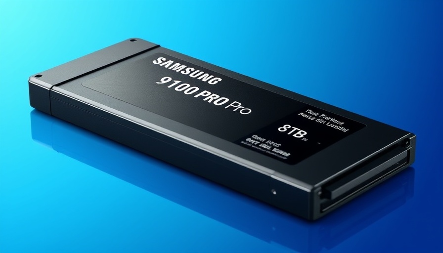 Samsung 9100 PRO 8 TB SSD with sleek design on blue background.
