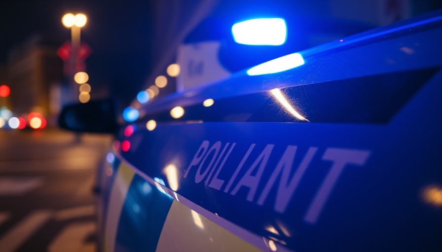 German police car with blue lights in Lübeck, related to 'Gewalt in der Familie Lübeck'.
