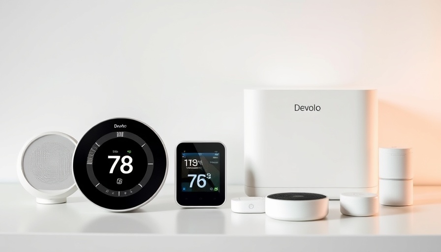 Devolo Smart-Home-Server and digital thermostat displayed together.
