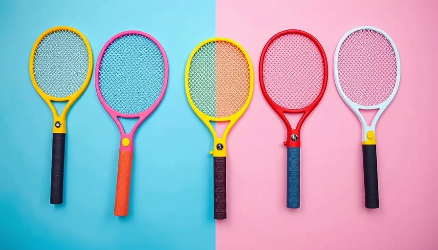 Colorful electric fly swatters on pink and blue background for beste elektrische Fliegenklatsche.