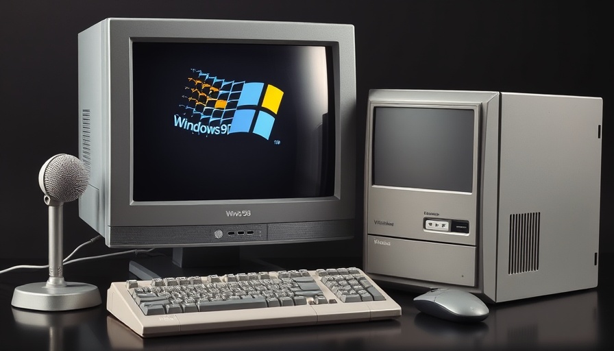 Windows 95 desktop setup showcasing vintage tech.
