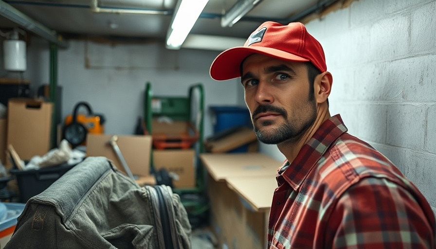Man inspects wall damage in cluttered basement, Mieter beklagen Lärm und Baupfusch.