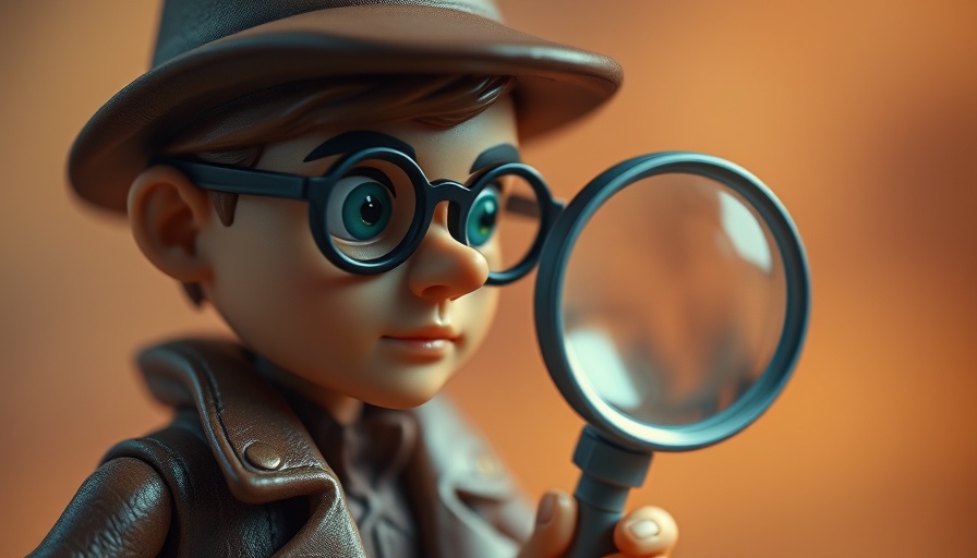 Plastic detective figure examining information security, Kommunales Lagebild zur Informationssicherheit.