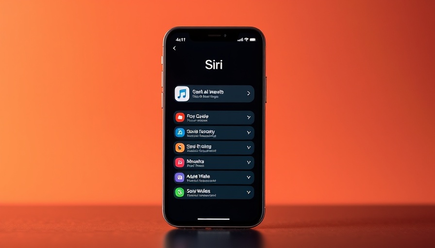 Smartphone showing Siri interface with options, minimalist design.