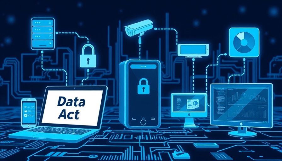 Futuristic data exchange illustration with Data Act theme.