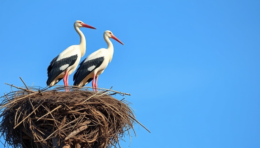 Storks on a nest at Storchen-Hochburg near Hamburg