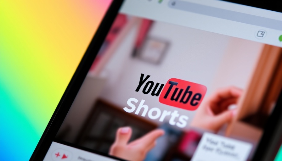 Smartphone showing YouTube Shorts icon with blurred video page background, illustrating YouTube Manipulation durch generative KI.