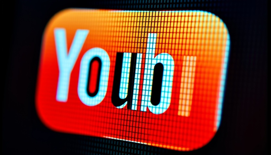 Pixelated YouTube logo close-up on screen.