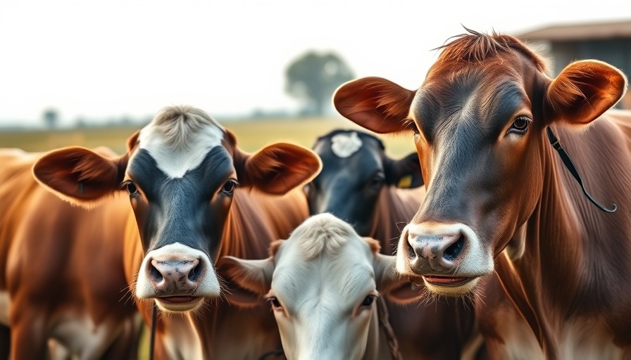 Documentary style of colorful cows and woman on farm, Tag des Offenen Hofes.