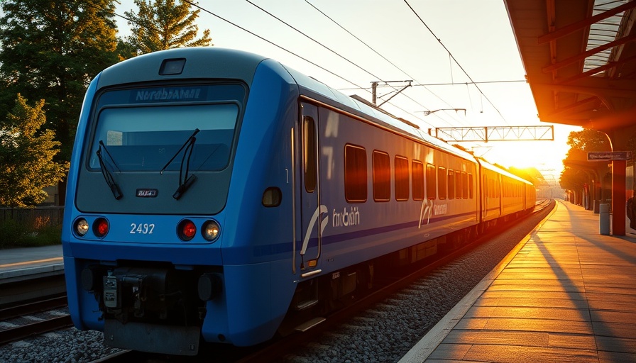Nordbahn train at Bad Oldesloe station during sunrise.