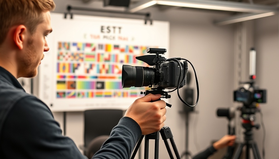 High-resolution camera setup with test chart in studio.