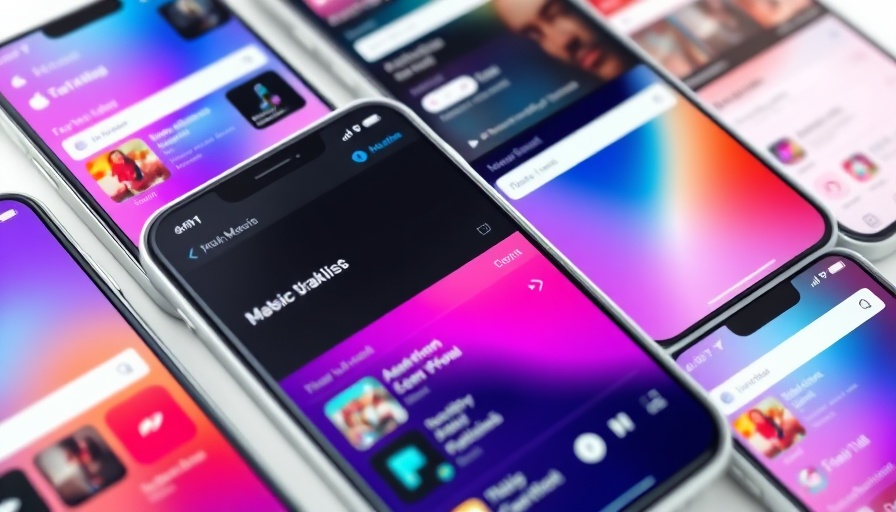 Vibrant music streaming app interfaces on smartphones, beste Musik-Streaming-Dienste 2025.