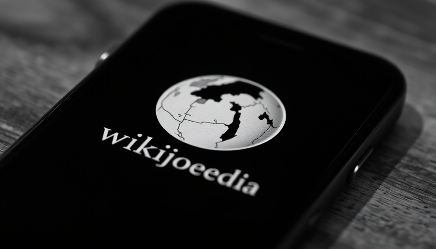 Untersuchung von Wikipedia in Schwarz-Weiß auf Smartphone.