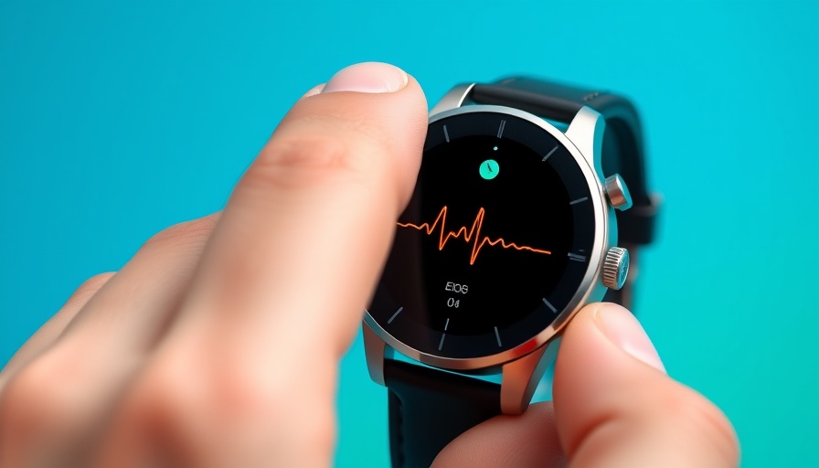 Smartwatch mit EKG zeigt Herzfrequenzgrafik auf einem Handgelenk.