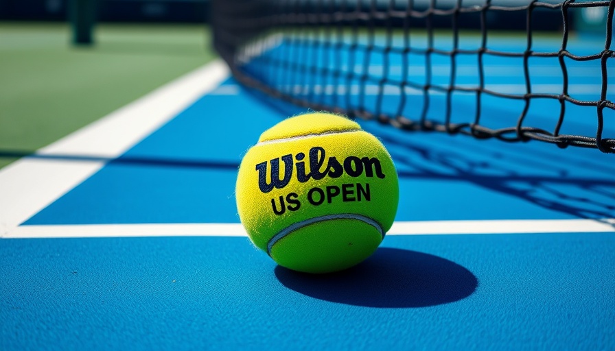 US Open tennis ball on court for live streaming display.