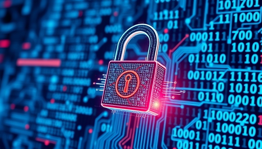 Conceptual image of data protection with digital lock and binary code.