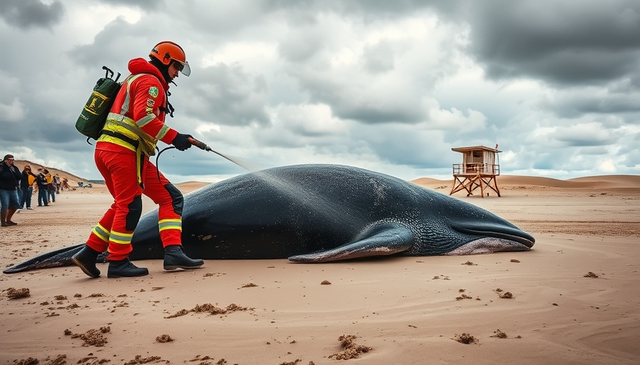 Wale an der Nordseeküste: Rescue workers tending to beached whale.