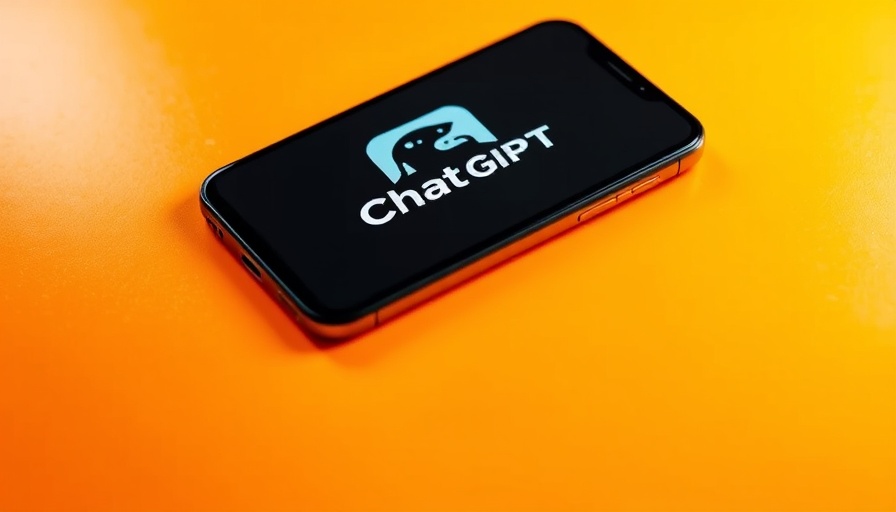Smartphone with ChatGPT logo on orange-yellow gradient surface.