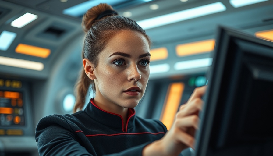 Young woman in Starfleet uniform on futuristic bridge, Strange New Worlds wiederholt episoden