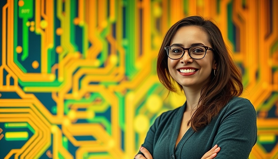 Award winner's portrait with digital background and vibrant colors.