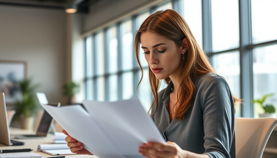 Young woman reviews document, seeking Einstiegsjobs für Berufsanfänger.