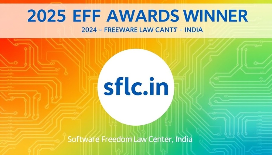 Software Freedom Law Center, India, 2025 EFF Award Winner graphic.