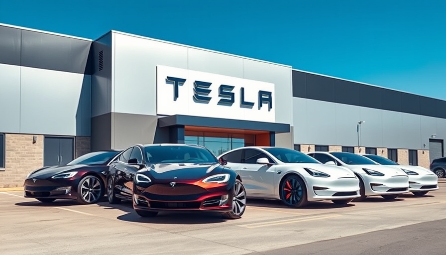 Tesla cars in front of a Tesla building, Tesla Aktienpaket für Musk