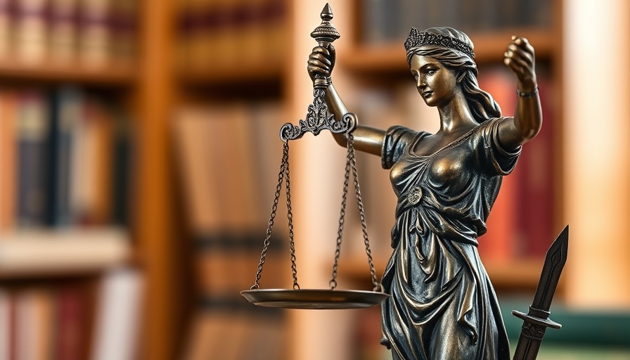 Bronze Lady Justice statue in a library, symbolizing fairness.