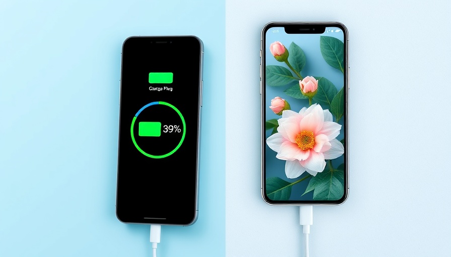Smartphones with charging displays and cable symbolizing long battery life