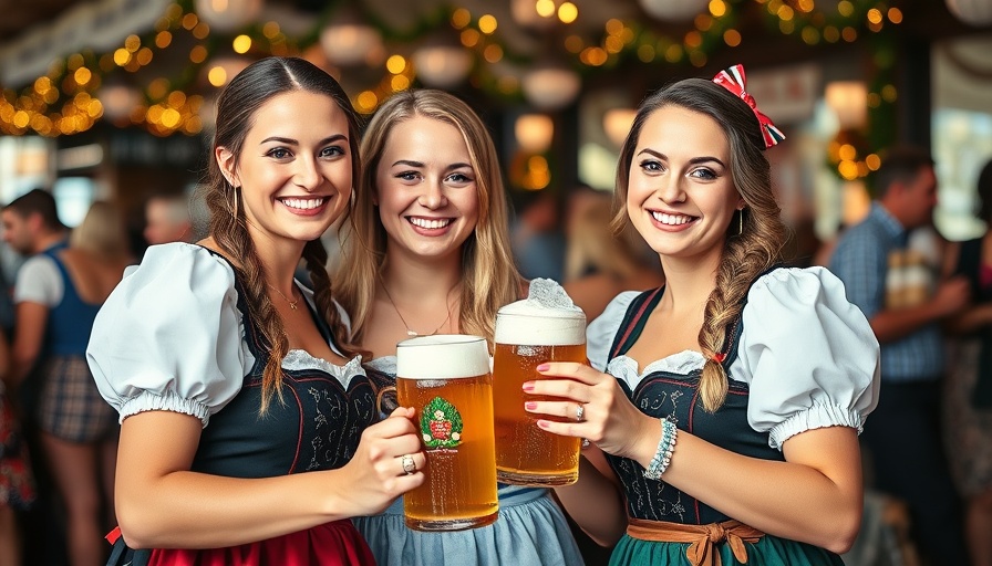 Oktoberfest Bad Oldesloe celebration with women in Bavarian dresses.