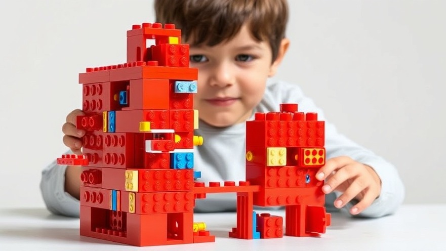 Child engaging with a colorful LEGO Feier model showcasing creative play and social interaction.