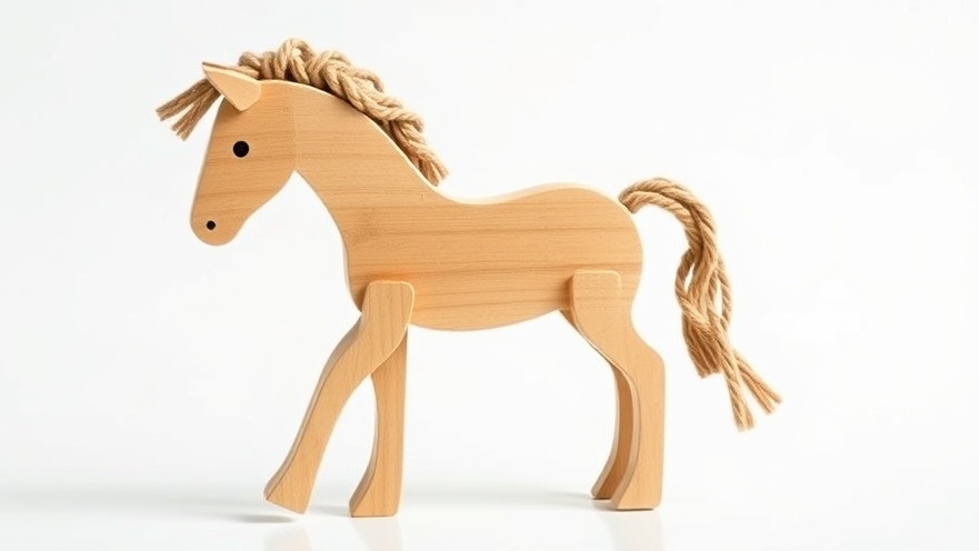 Minimalistic wooden horse toy for kreative Spielideen, enhancing motorische Fähigkeiten.