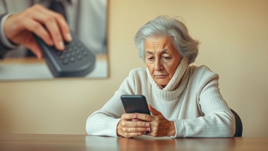 Elderly lady distressed by a Schockanruf, highlighting Betrug and Senioren Prävention.
