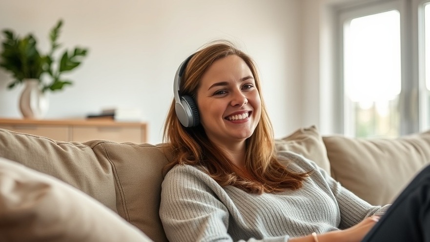 Entspannte Person mit beste Kabel-Kopfhörer, lächelnd in modernem Ambiente.