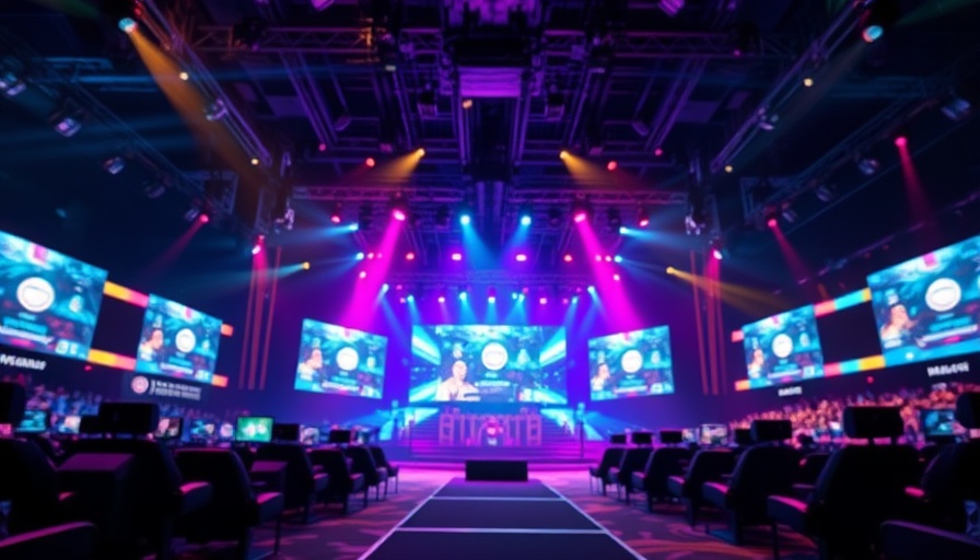 Vibrant gaming tournament at TheHakEvent with neon lights.