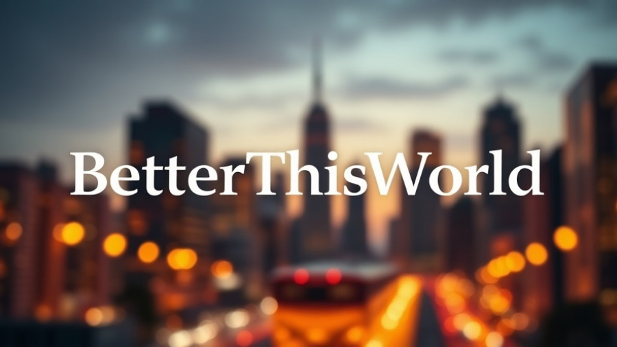 Stylized text 'BetterThisWorld Money' with bokeh lights and cityscape.
