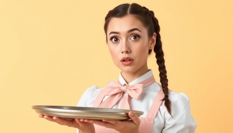 Top-Tier Hospitality Service waitress with tray expressing surprise.