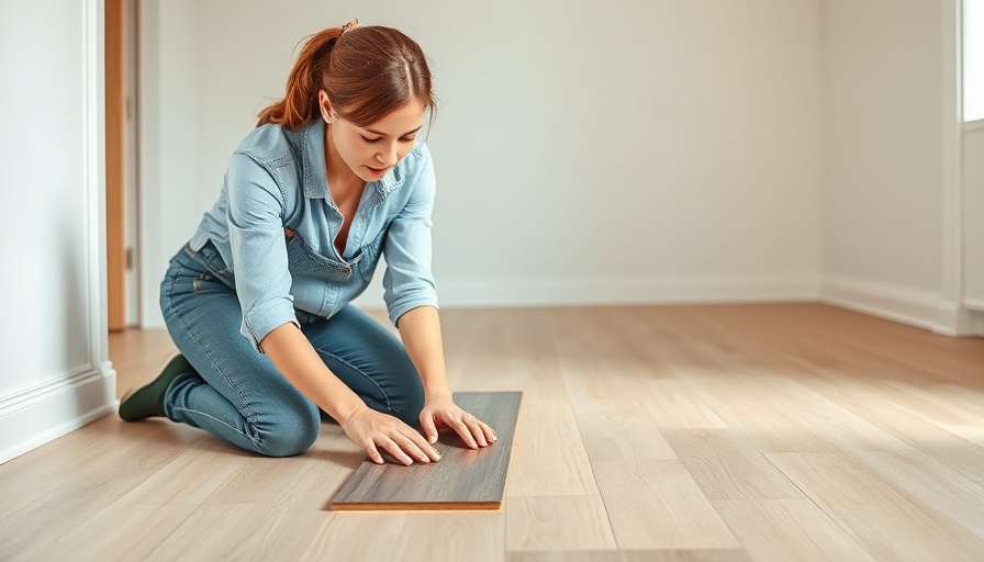 Focused installer working on laminate flooring installation.
