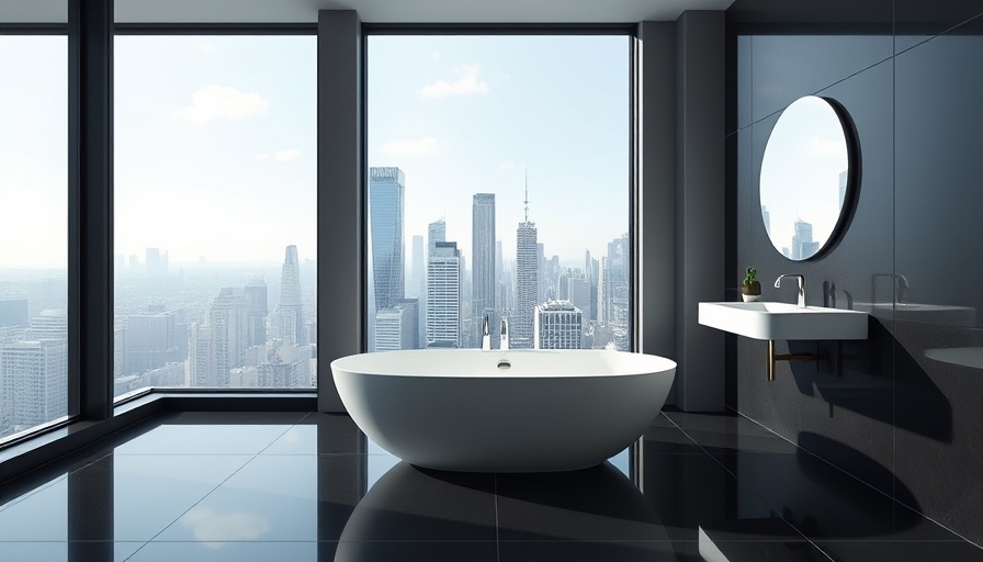Modern bathroom renovation in Fairfield County Connecticut with city view