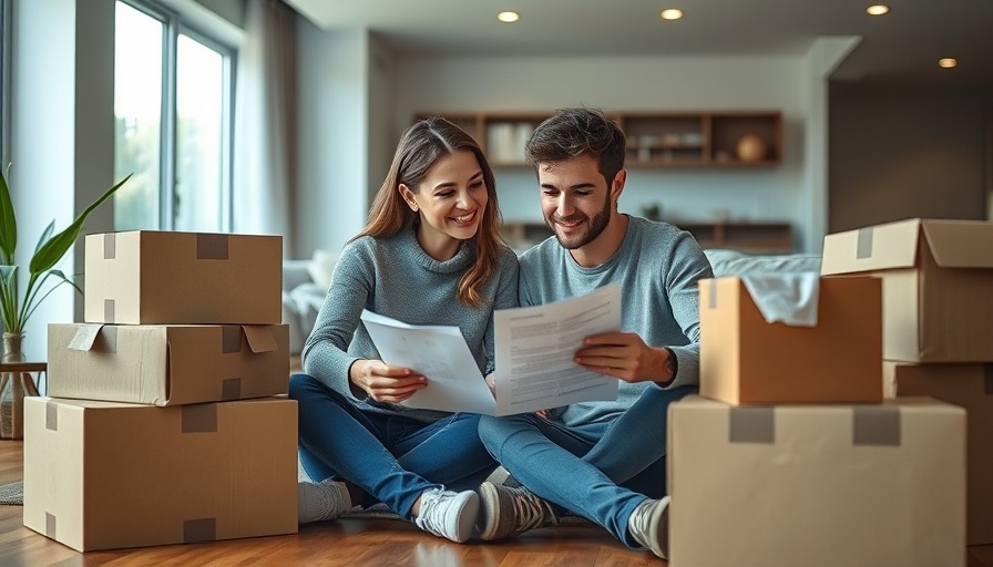 Couple simplifying your move by organizing items in a new home.
