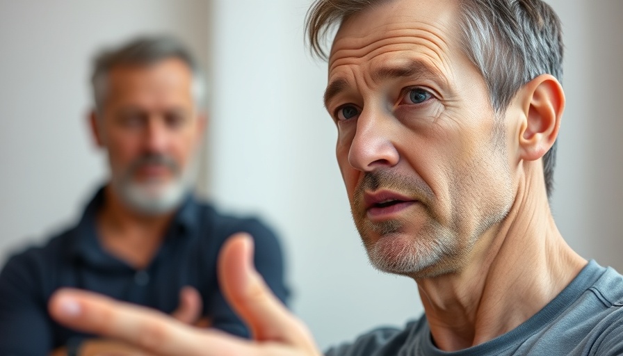 Close-up of a man explaining leg lifts for joint health indoors.